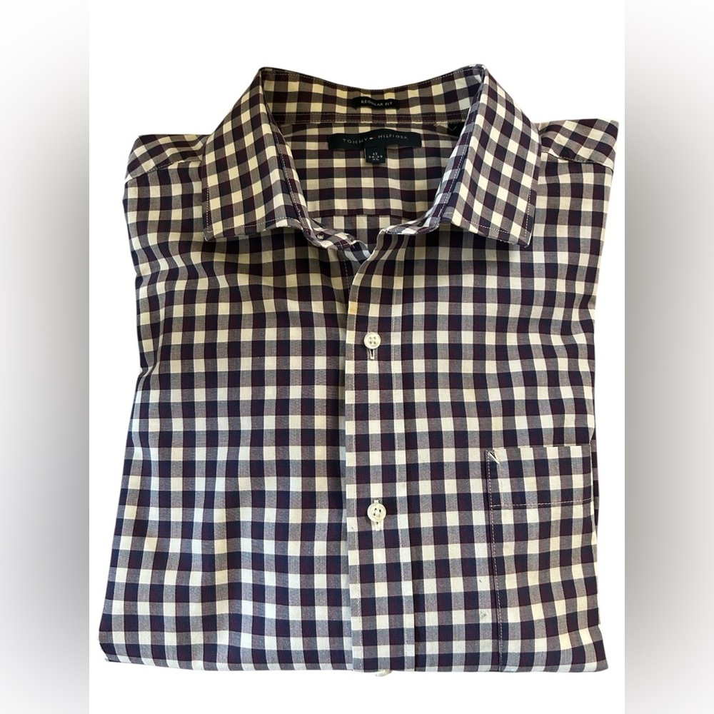 Tommy Hilfiger Navy Gingham Heritage Prep Button Down Shirt Men’s XL